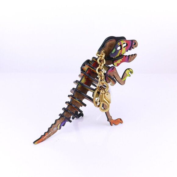 NWT Coach Large Rexy Dinosaur Keychain Bag Charm Orange - Picture 5 of 7